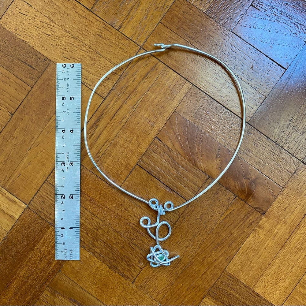 Handmade Metal Necklace with Sea Foam Stone